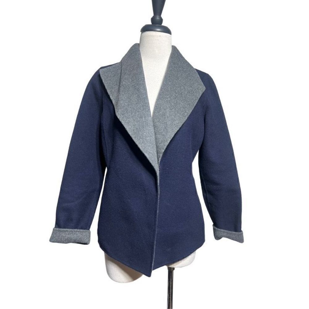 Talbots Navy Wool Fleece Jacket Blazer Size Small